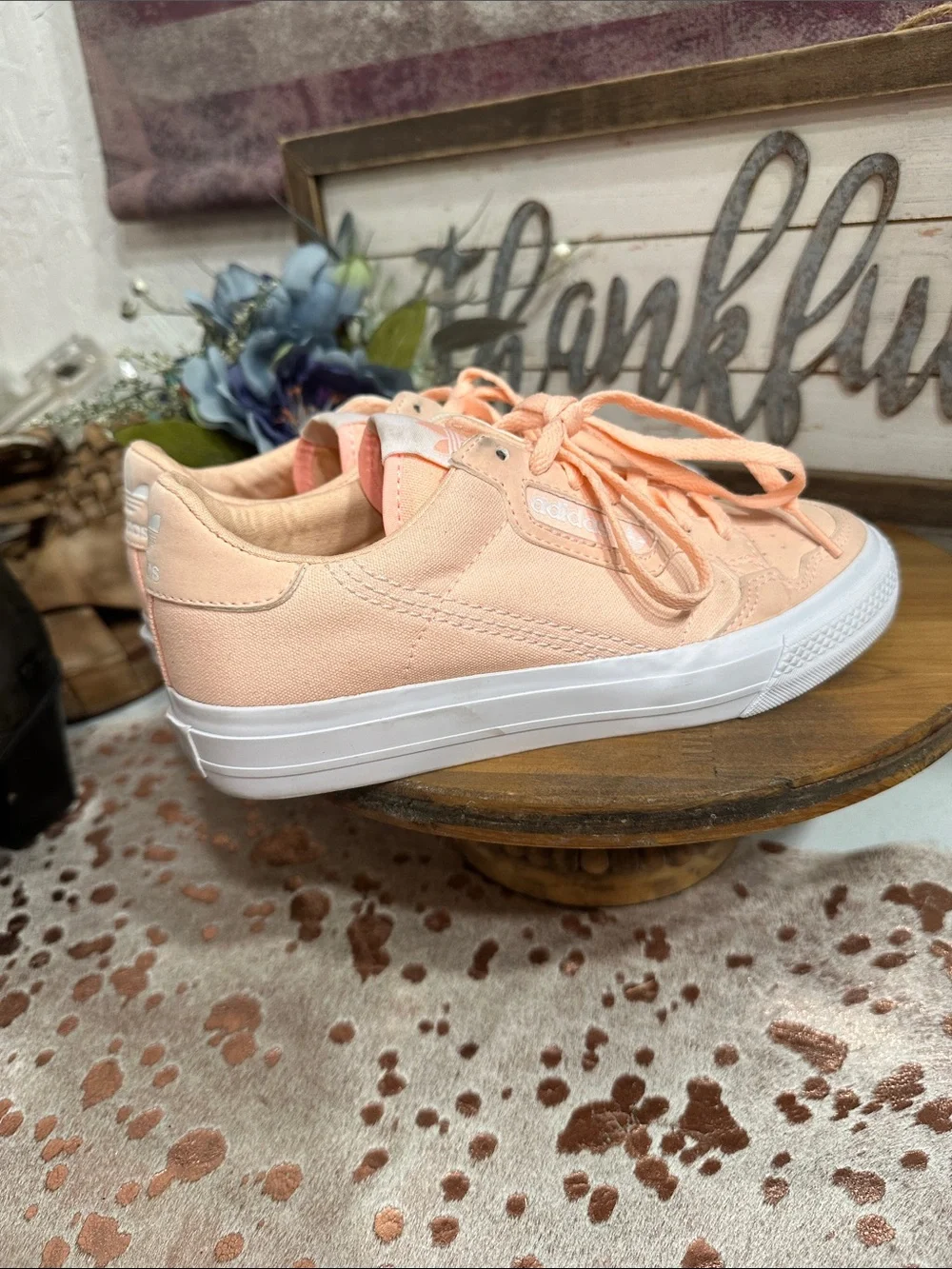 adidas Peach/White Kids Low-Top Sneakers